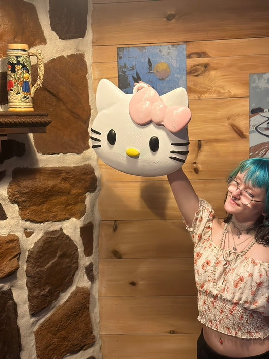 🎀 Giant Hello Kitty Wall Medallion with Hook – Hand-Painted & Purr-fectly Adorable!